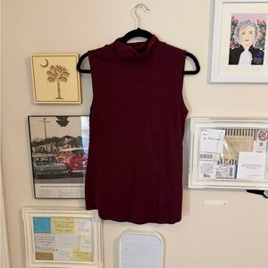 Sleeveless Burgundy Mockneck Top